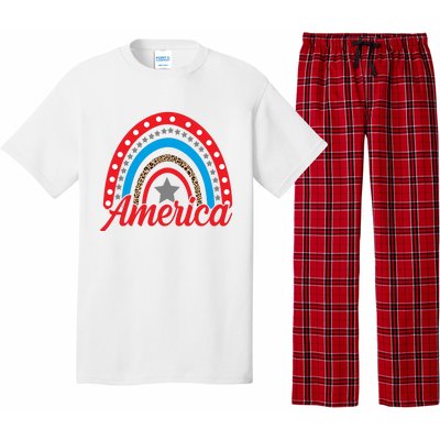 America Rainbow Star 4th Of July Pajama Set