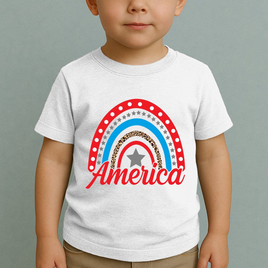 America Rainbow Star 4th Of July Toddler T-Shirt