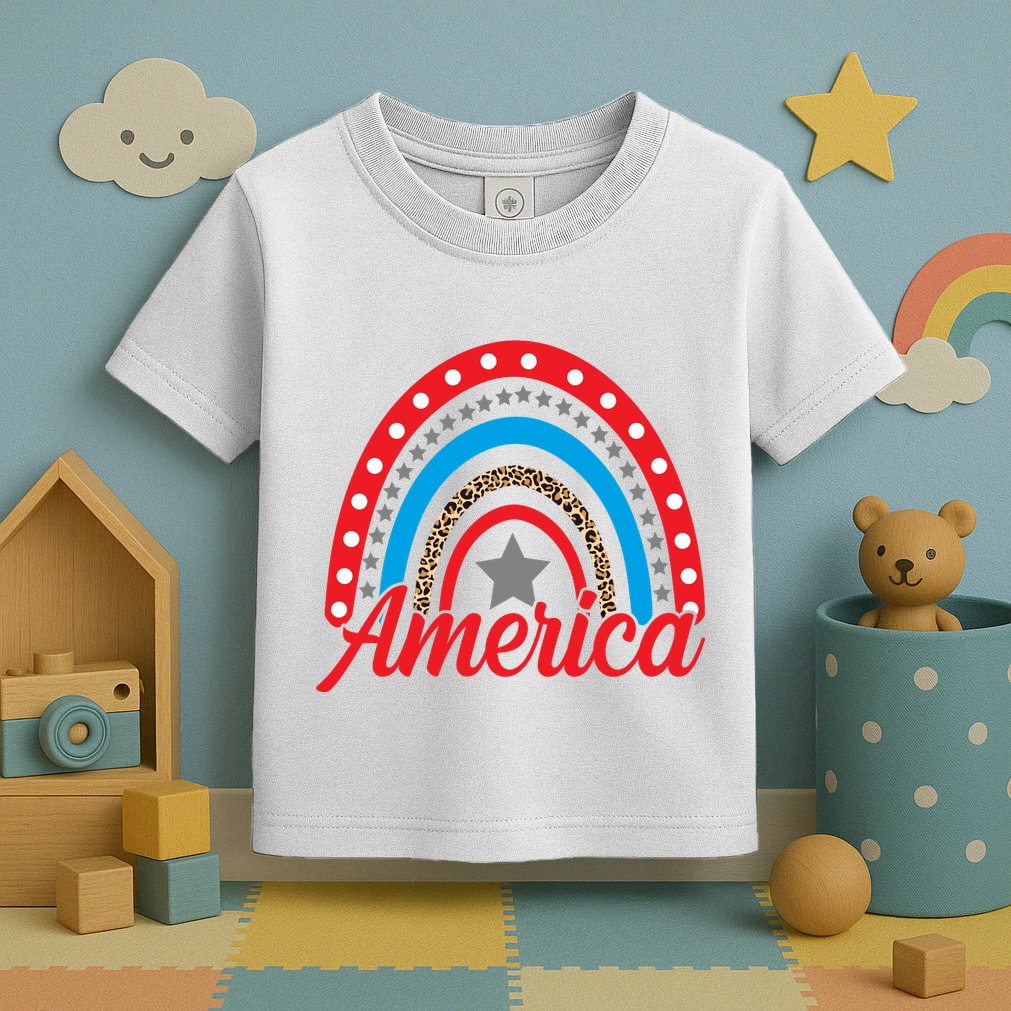 America Rainbow Star 4th Of July Toddler T-Shirt