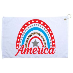 America Rainbow Star 4th Of July Grommeted Golf Towel