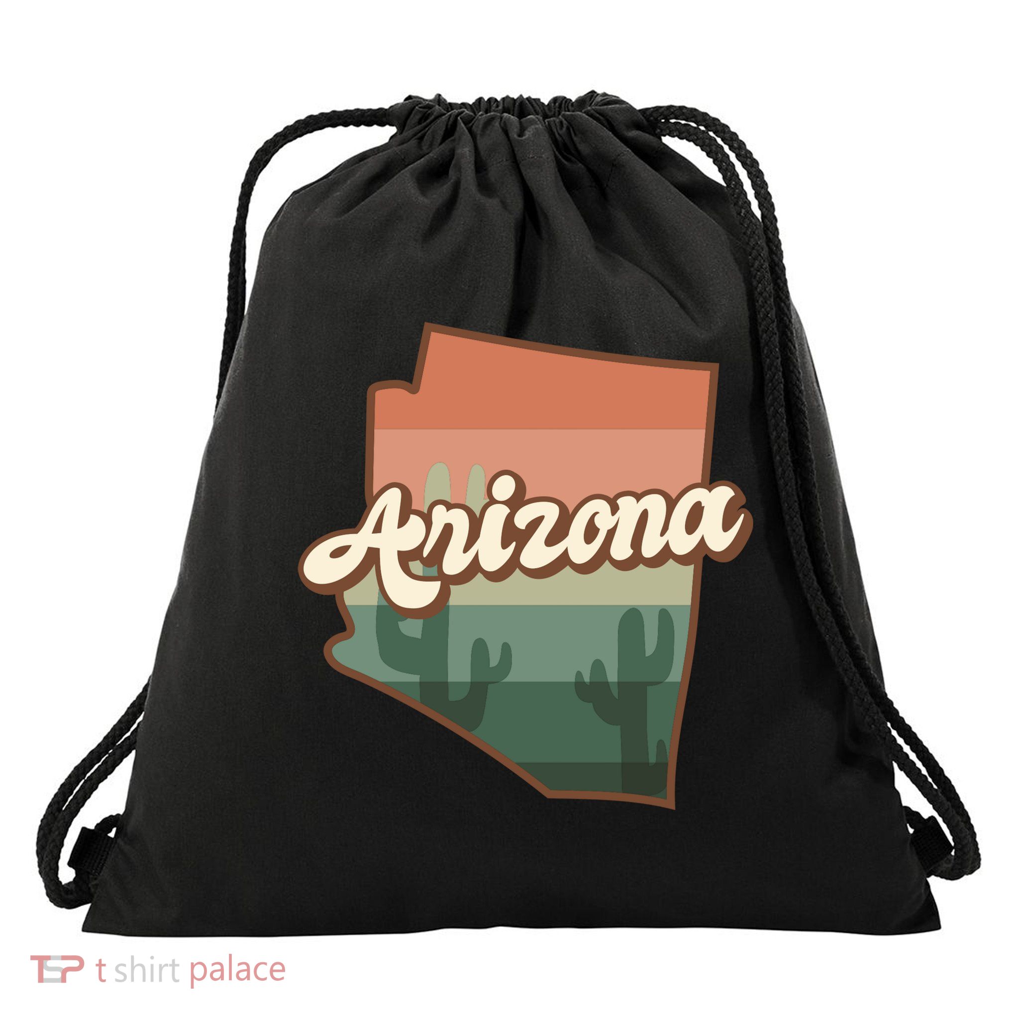 Arizona Retro Sunset Drawstring Bag