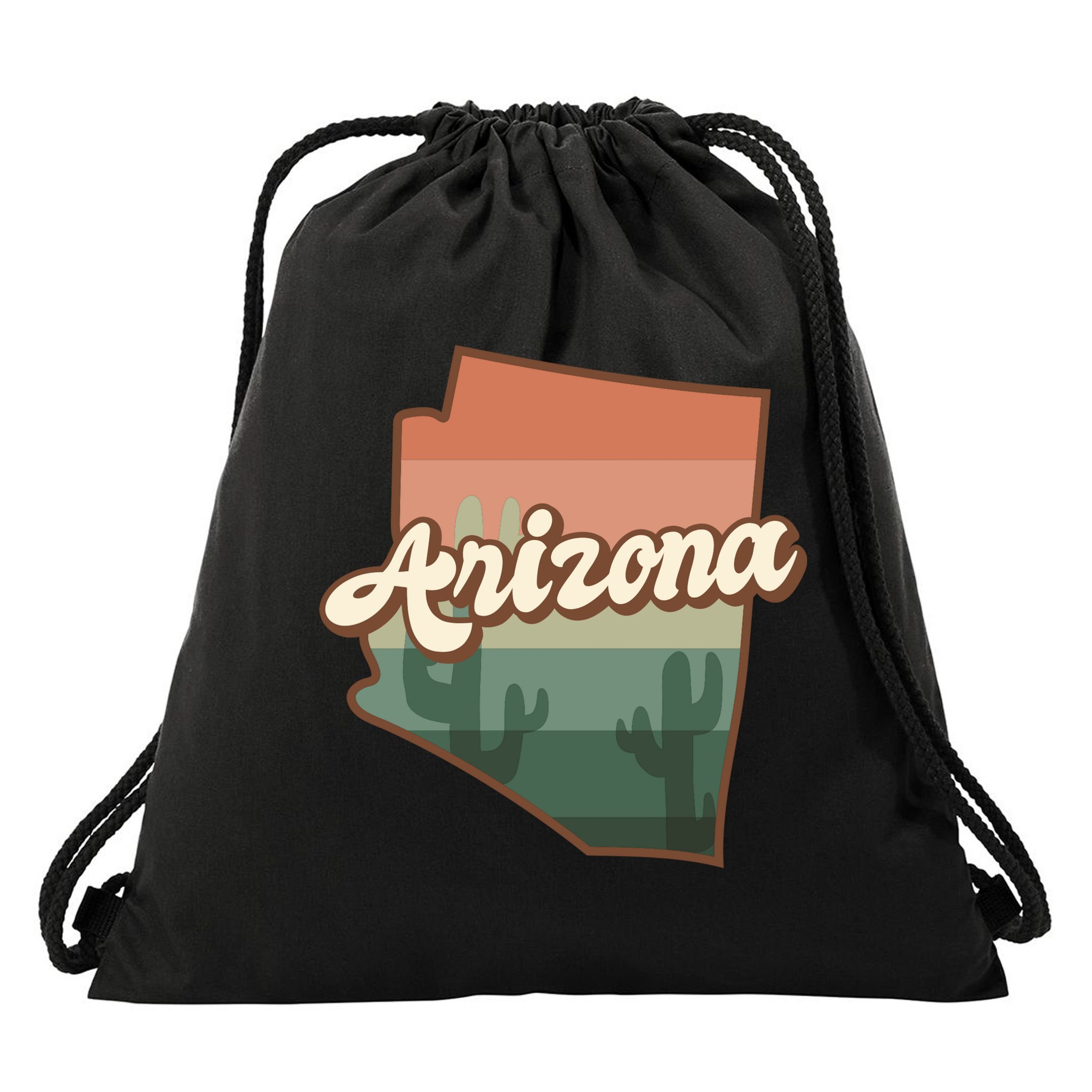 Arizona Retro Sunset Drawstring Bag