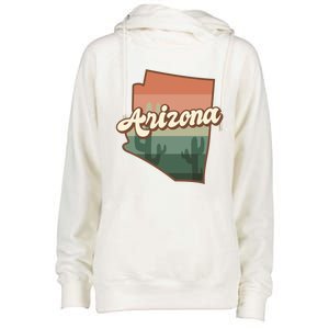 Arizona Retro Sunset Womens Funnel Neck Pullover Hood