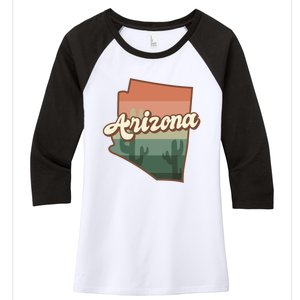 Arizona Retro Sunset Women's Tri-Blend 3/4-Sleeve Raglan Shirt