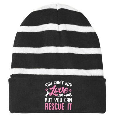 Animal Rescue Squad You Cant Buy Love But You Can Rescue It Striped Beanie with Solid Band