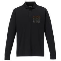 A.S.T.R.O.S Retro Style 70s 80s First Name Performance Long Sleeve Polo