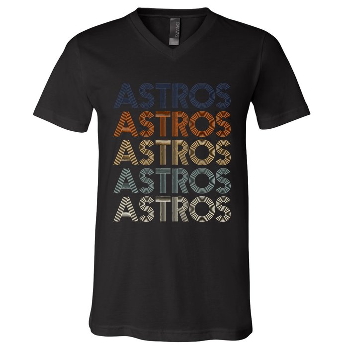 A.S.T.R.O.S Retro Style 70s 80s First Name V-Neck T-Shirt