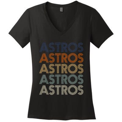 A.S.T.R.O.S Retro Style 70s 80s First Name Women's V-Neck T-Shirt