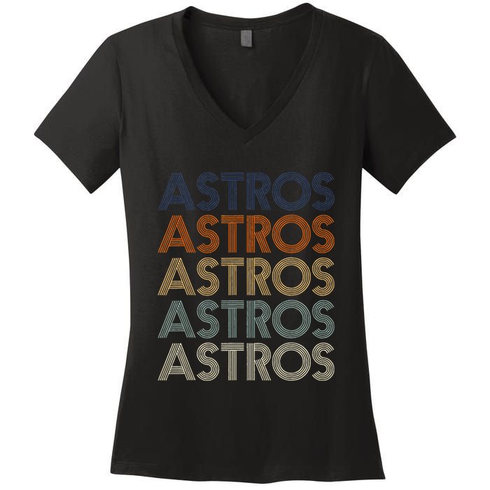 A.S.T.R.O.S Retro Style 70s 80s First Name Women's V-Neck T-Shirt