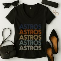 A.S.T.R.O.S Retro Style 70s 80s First Name Women's V-Neck T-Shirt