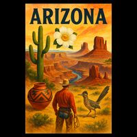 Arizona Retro Sunset Button