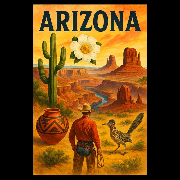 Arizona Retro Sunset Button