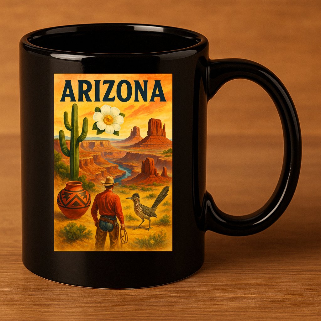 Arizona Retro Sunset 11oz C Handle Ceramic Mug