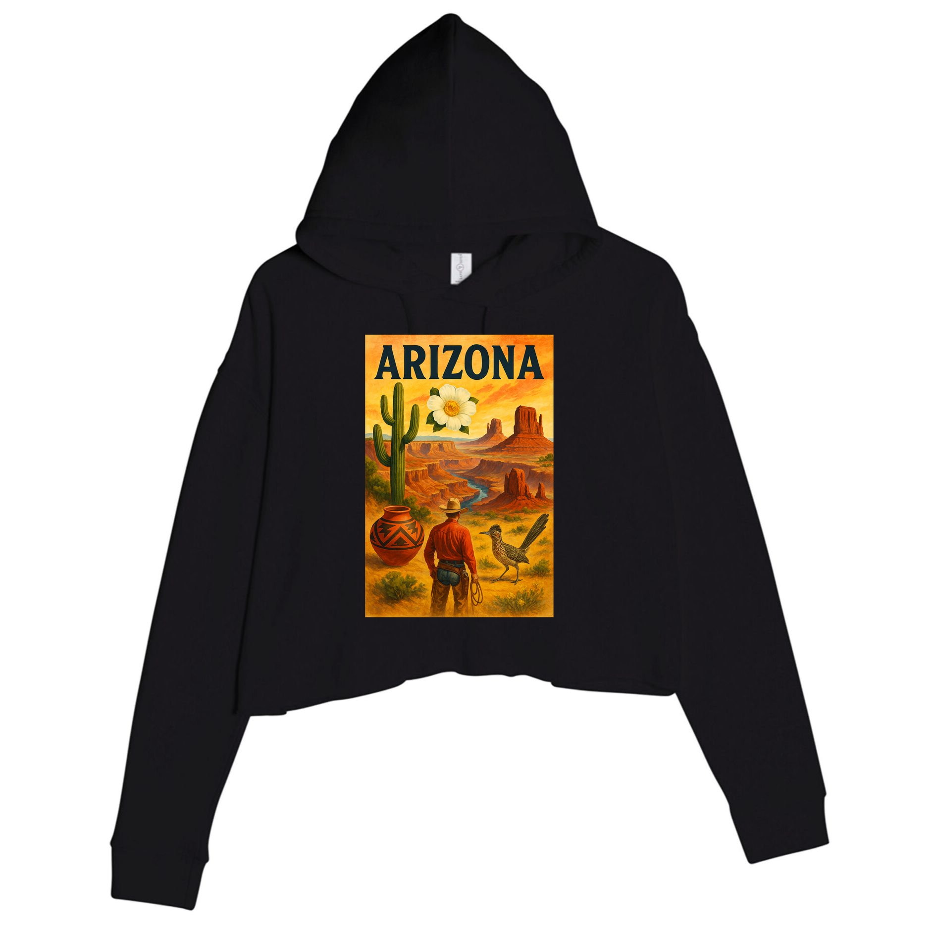 Arizona Retro Sunset Crop Fleece Hoodie