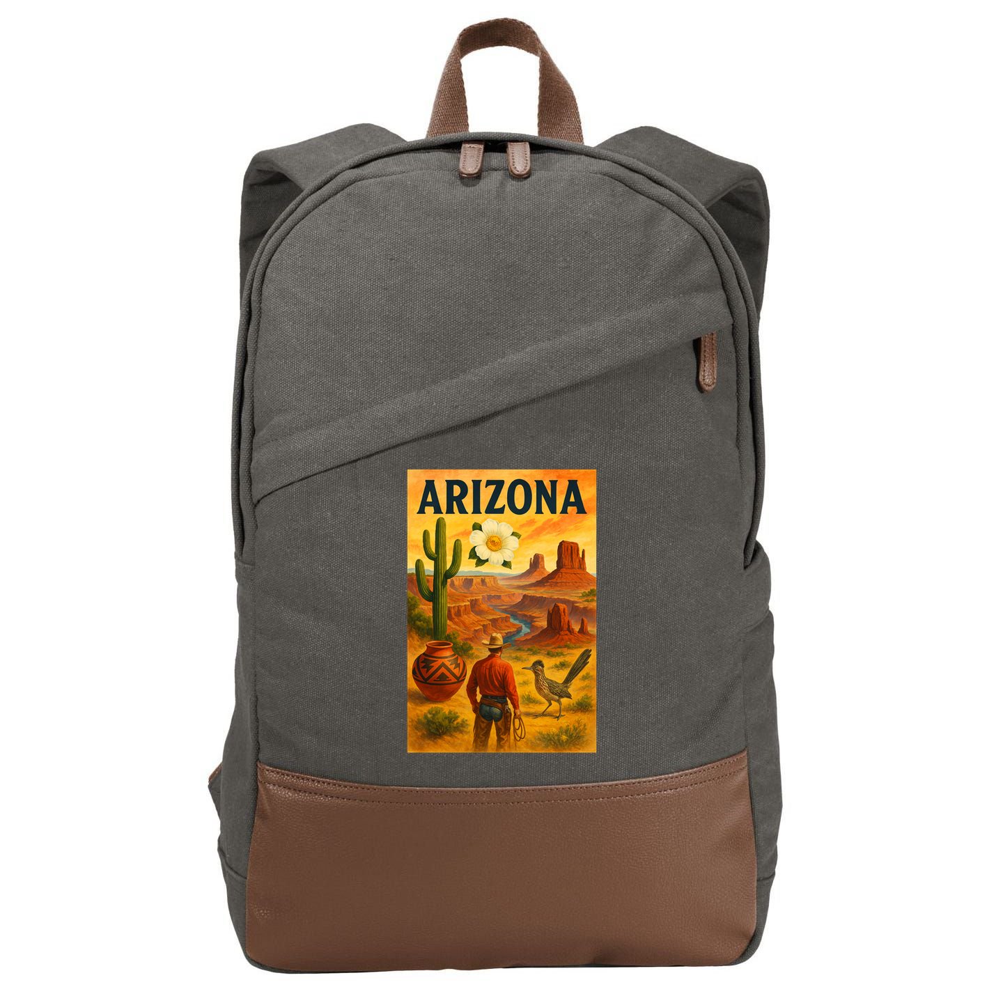 Arizona Retro Sunset Cotton Canvas Backpack