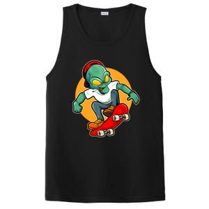 Alien Riding Skateboard Ufo Extraterrestrial Skateboarding Gift PosiCharge Competitor Tank