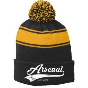 Arsenal Est. 1886 London Soccer Stripe Pom Pom Beanie