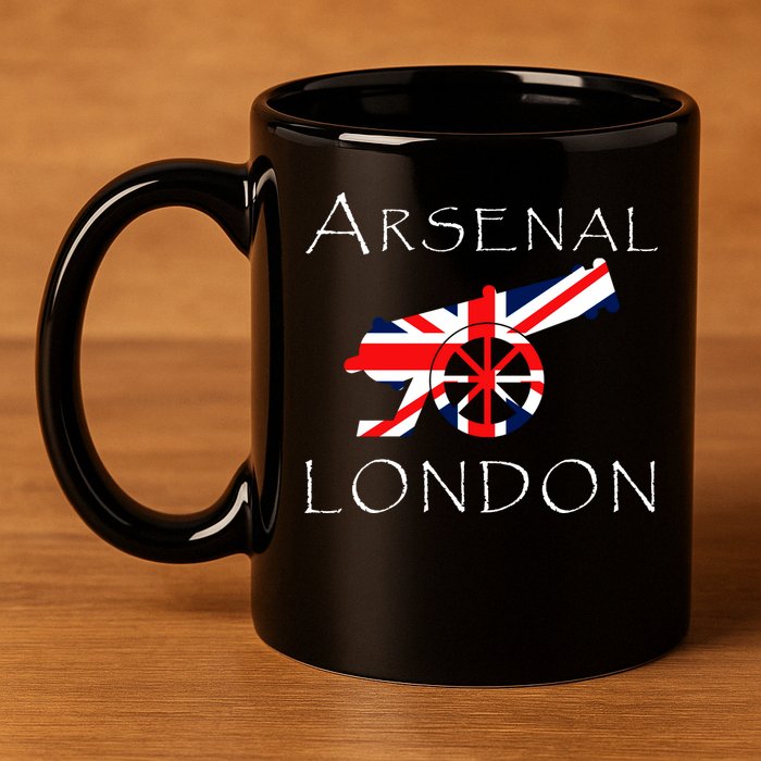 Arsenal London Soccer Jersey Cannon Union Jack  11oz C Handle Ceramic Mug