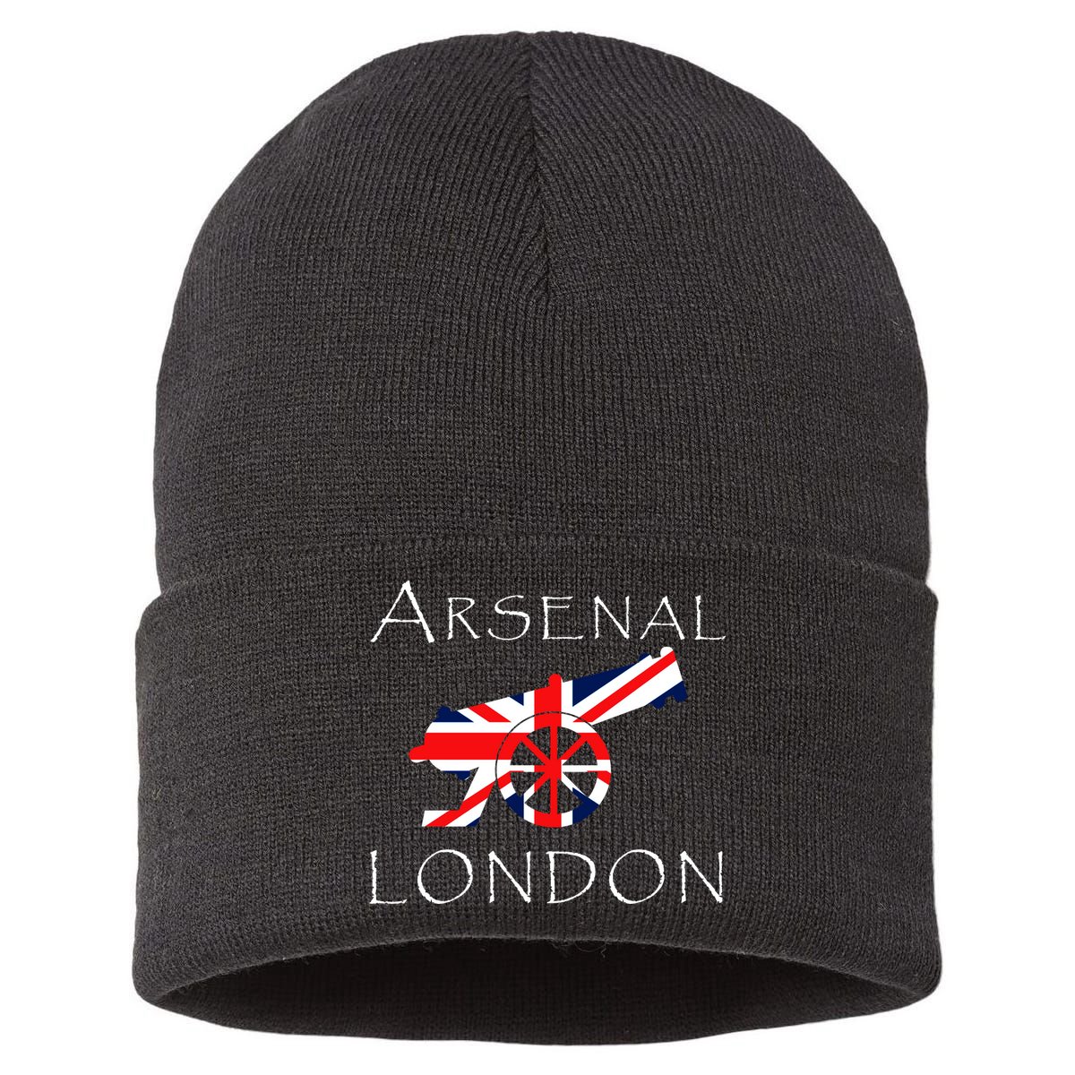 Arsenal London Soccer Jersey Cannon Union Jack  Sustainable Knit Beanie