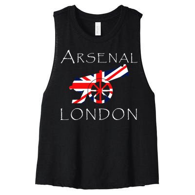 Arsenal London Soccer Jersey Cannon Union Jack  Women's Racerback Cropped Tank