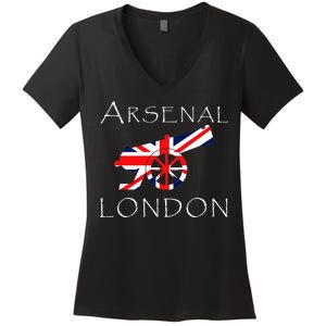 Arsenal London Soccer Jersey Cannon Union Jack  Women's V-Neck T-Shirt