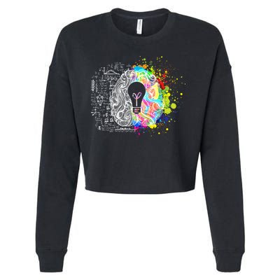 Art of Science Colorful Brain Cropped Pullover Crew