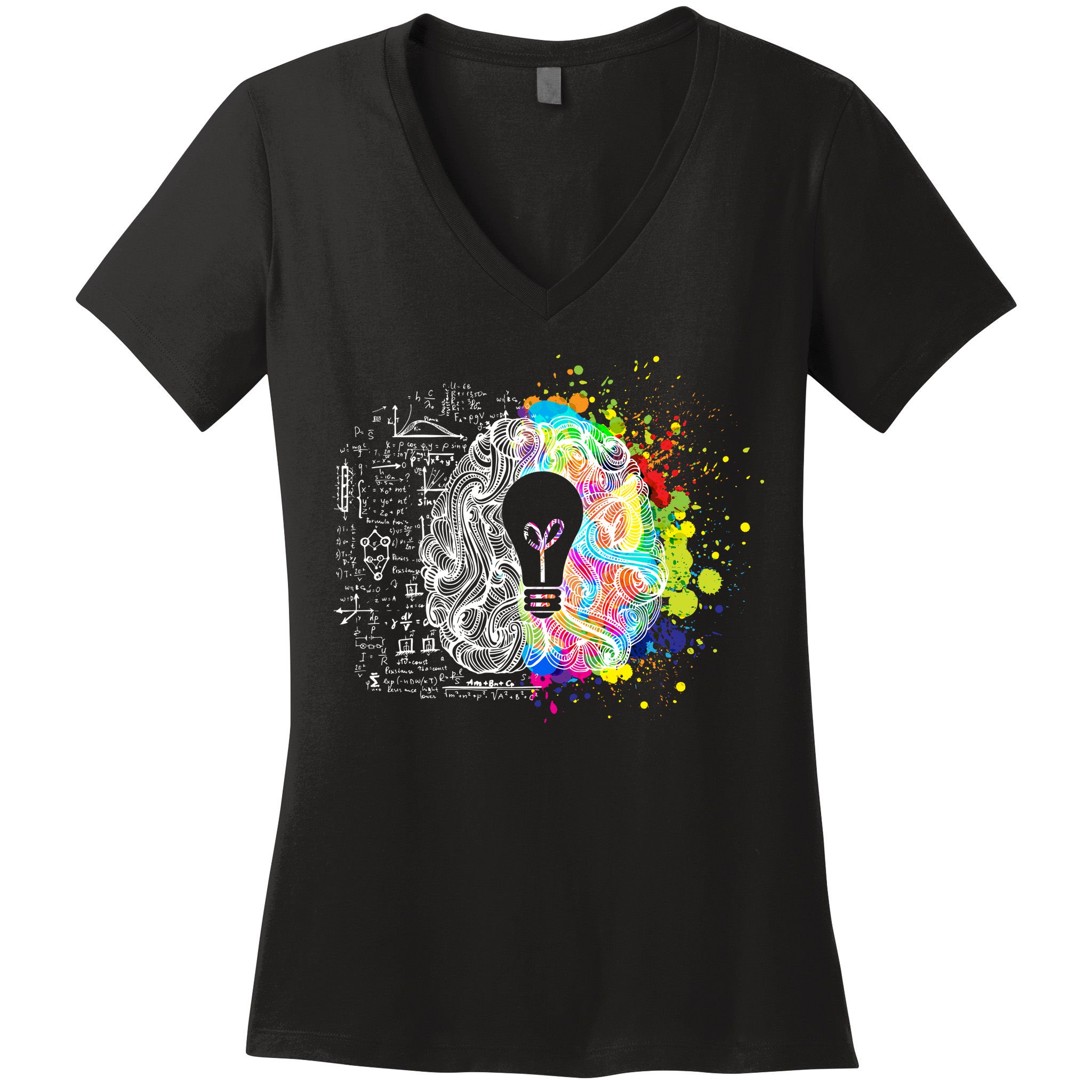 Art of Science Colorful Brain Women's V-Neck T-Shirt