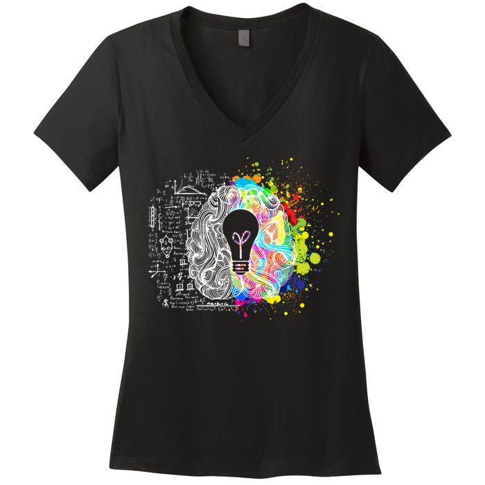 Art of Science Colorful Brain Women's V-Neck T-Shirt