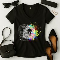 Art of Science Colorful Brain Women's V-Neck T-Shirt