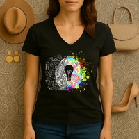 Art of Science Colorful Brain Women's V-Neck T-Shirt