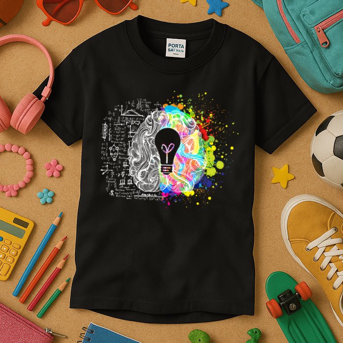 Art of Science Colorful Brain Kids T-Shirt