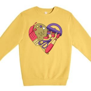 Art Supplies Heart Premium Crewneck Sweatshirt