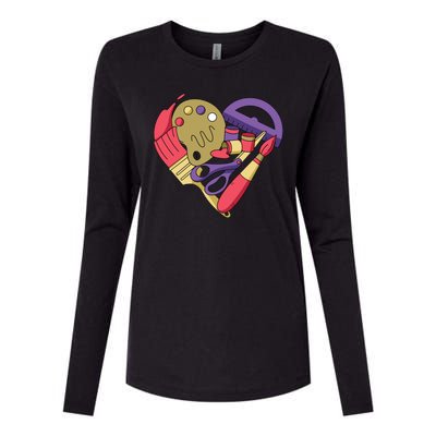 Art Supplies Heart Womens Cotton Relaxed Long Sleeve T-Shirt