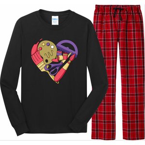 Art Supplies Heart Long Sleeve Pajama Set