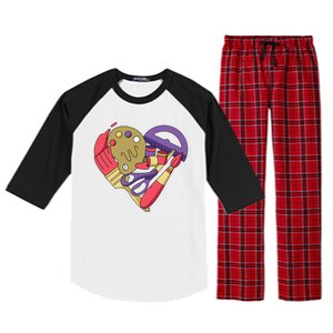 Art Supplies Heart Raglan Sleeve Pajama Set