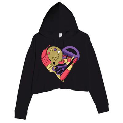 Art Supplies Heart Crop Fleece Hoodie