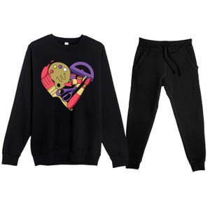 Art Supplies Heart Premium Crewneck Sweatsuit Set