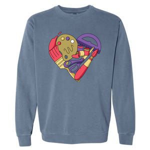 Art Supplies Heart Garment-Dyed Sweatshirt