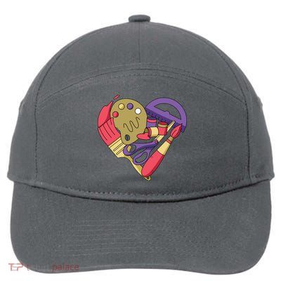 Art Supplies Heart 7-Panel Snapback Hat