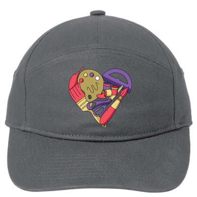 Art Supplies Heart 7-Panel Snapback Hat