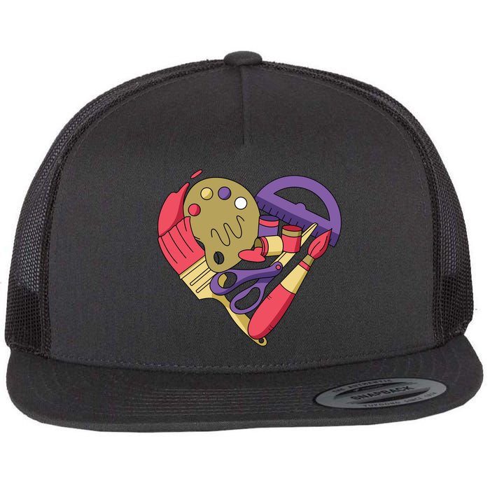 Art Supplies Heart Flatbill Hat