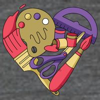 Art Supplies Heart Flatbill Hat
