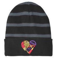 Art Supplies Heart Striped Beanie with Solid Band