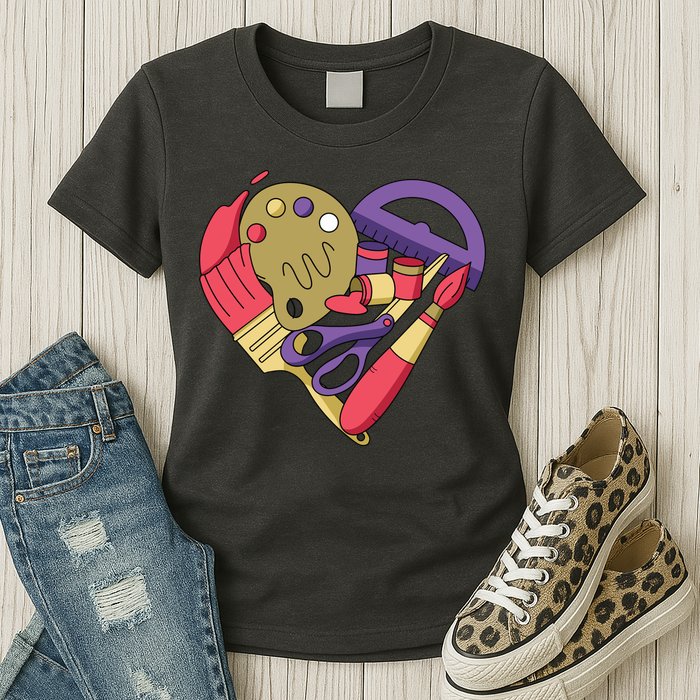 Art Supplies Heart Womens T-Shirt