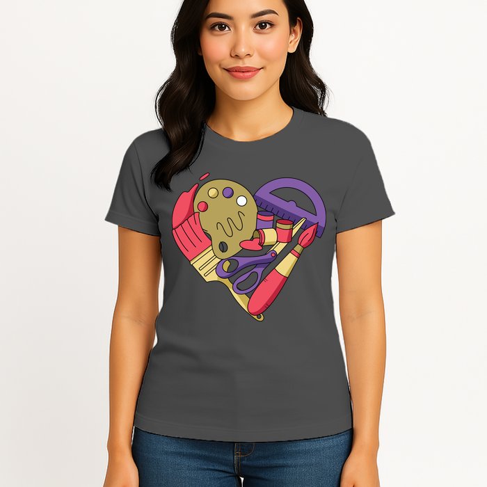 Art Supplies Heart Womens T-Shirt