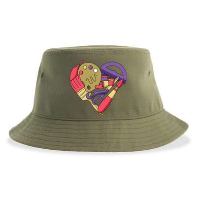 Art Supplies Heart Sustainable Bucket Hat