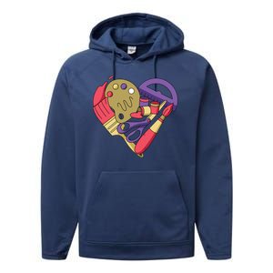 Art Supplies Heart Performance Fleece Hoodie