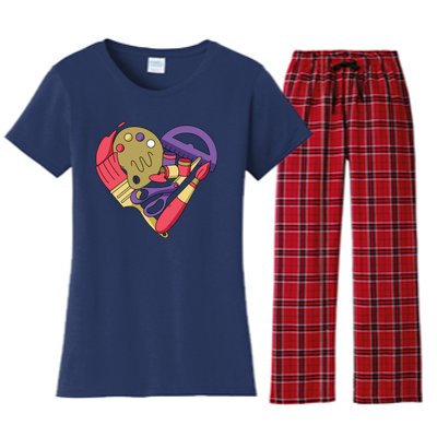 Art Supplies Heart Women's Flannel Pajama Set