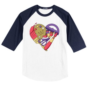 Art Supplies Heart Baseball Sleeve Shirt