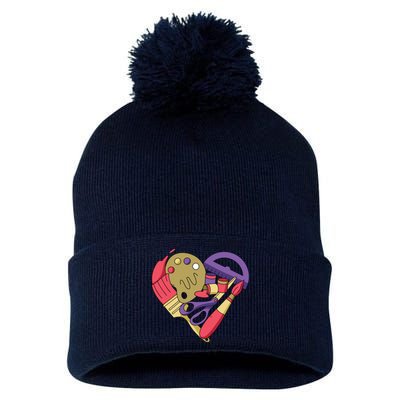 Art Supplies Heart Pom Pom 12in Knit Beanie